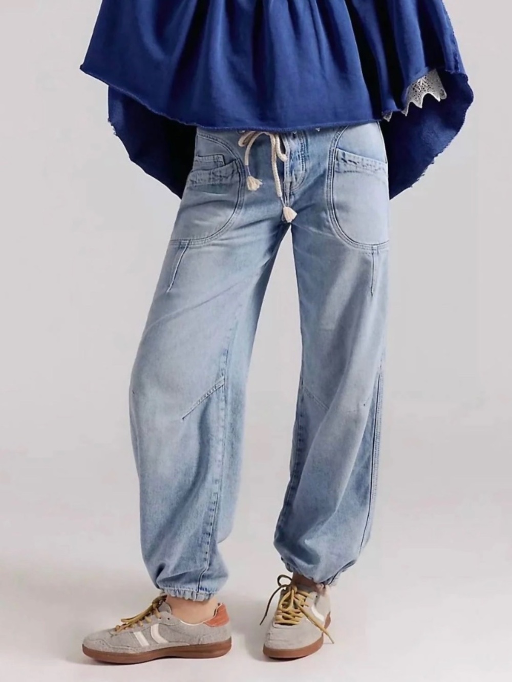 Free People Light Wash Blue Wide Leg Flare Jeans